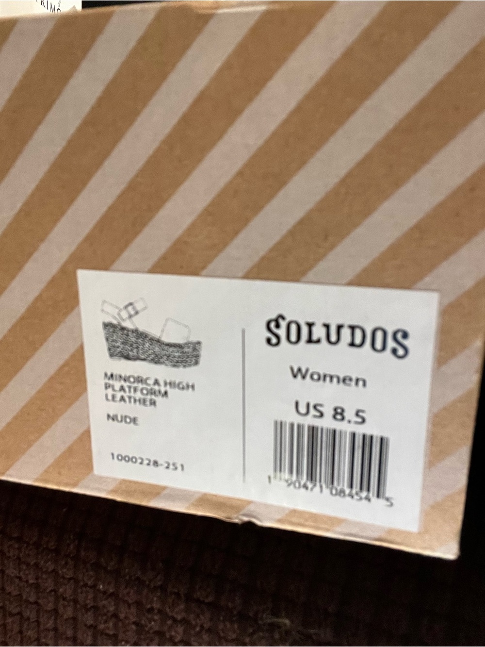 Soludos Nude Women’s Minorca High Platform Leather Sandal Box Label